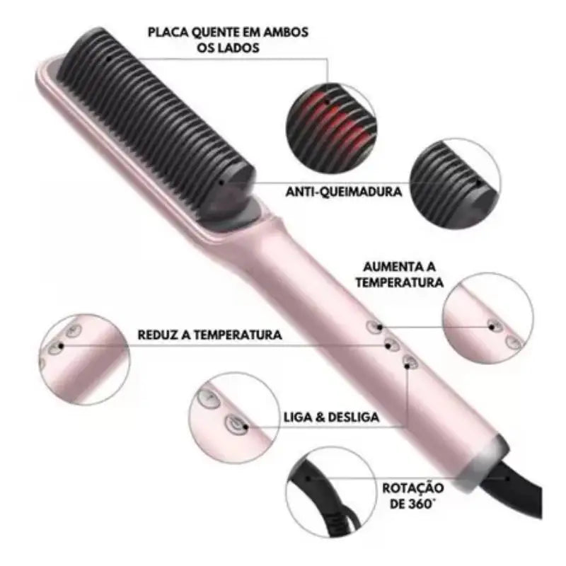 ESCOVA ALISADORA 5 in 1 Bivolt ALISA-BRUSH, HIDRATA, ALISA E EMBELEZA!