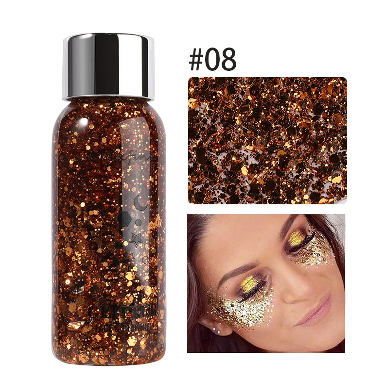 Gel Brilhante Lantejoulas, Brilho Corporal, Longa Atuação, Rosto, Olhos, Cabelo, Formatura, Festa, Balança de Sereia, Não é Fácil de Tirar Maquiagem