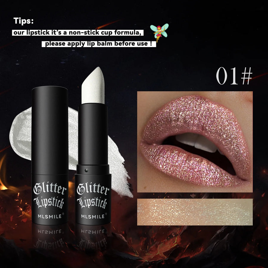 7 cores glitter batom à prova dlong água de longa duração diamante perolado metálico batom preto lipgloss feminino lábios maquiagem cosméticos