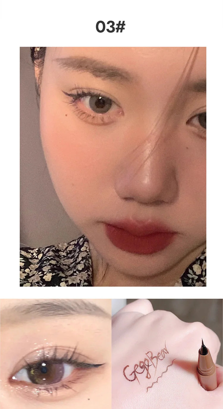 Gege Bear-Caneta delineador líquido à prova d'água, à prova de manchas, maquiagem rápida e precisa, secagem rápida e suave