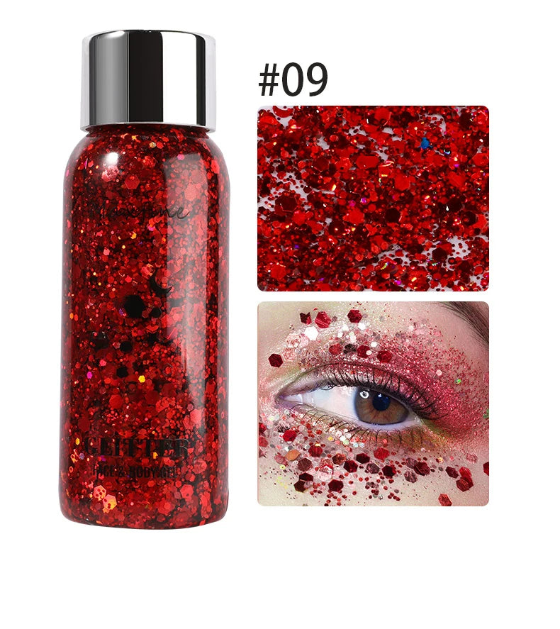 Gel Brilhante Lantejoulas, Brilho Corporal, Longa Atuação, Rosto, Olhos, Cabelo, Formatura, Festa, Balança de Sereia, Não é Fácil de Tirar Maquiagem