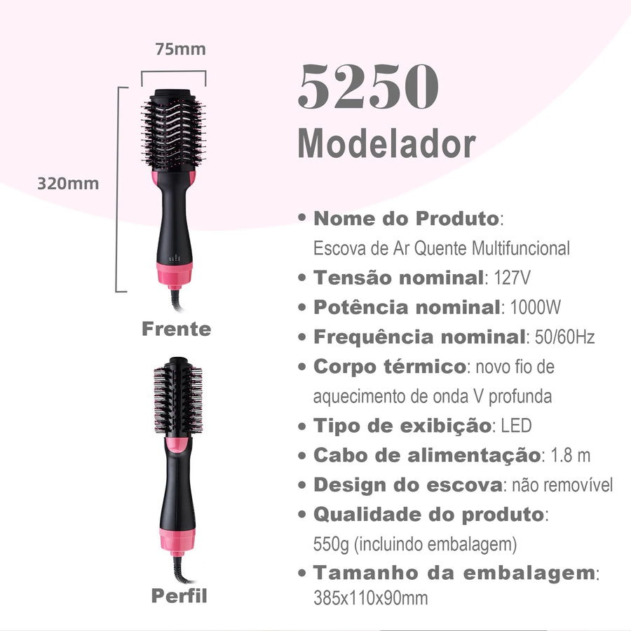 Escova Modeladora 3 em 1 Hair Beauty ® para secar, modelar e pentear