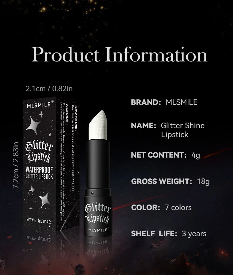 7 cores glitter batom à prova dlong água de longa duração diamante perolado metálico batom preto lipgloss feminino lábios maquiagem cosméticos