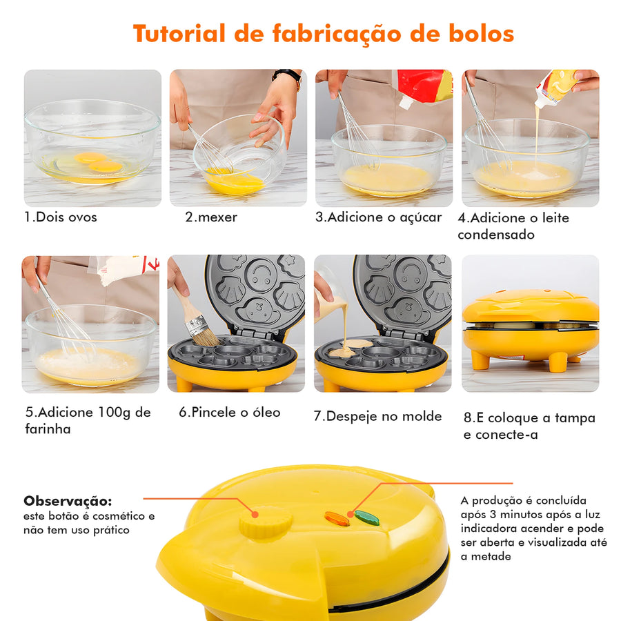 Maquina de fazer bolinhos divertidos Smiling Waffles