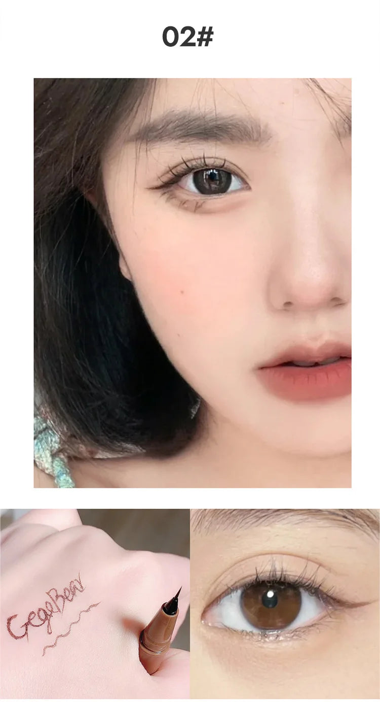 Gege Bear-Caneta delineador líquido à prova d'água, à prova de manchas, maquiagem rápida e precisa, secagem rápida e suave